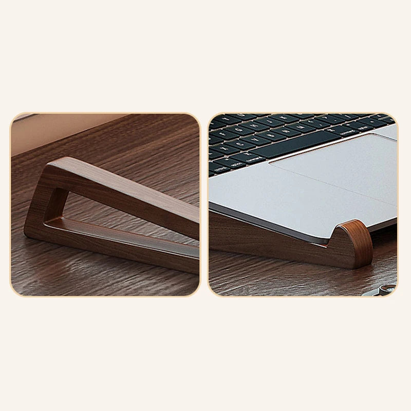 1pair Bamboo Laptop Stand Adjustable Desktop Riser Portable Computer Cooling Holder for Notebook Tablet Reading Desk Organizer