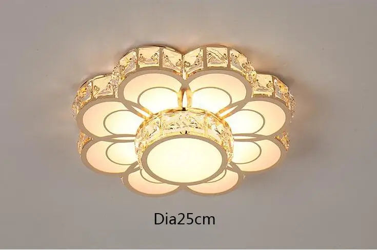 Modern Flower Gold Design Crystal Ceiling Aisle Lights Fashion Corridor Stairs Entrace Plafonnier Lamp for  Porch Hall Lustres