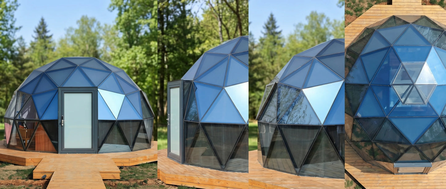 Glass Dome Hotel Tent Hexagonal Tempered Glass House Igloo Geodesic luminum Frame Outdoor Luxury Resort Round Camping