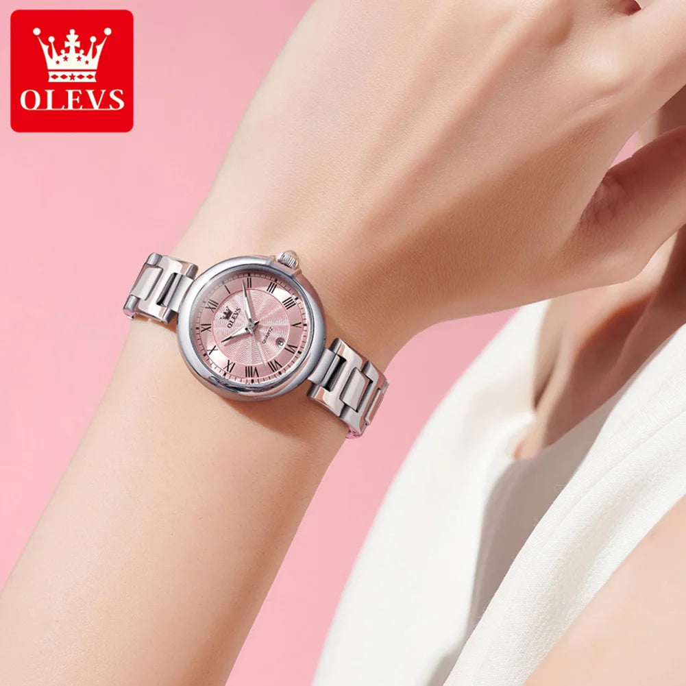 OLEVS 5608 Women Watch Luxury Brand Quartz Watch Roman Scale Waterproof Luminous Calendar Watch Elegant Women Watch Reloj Hombre