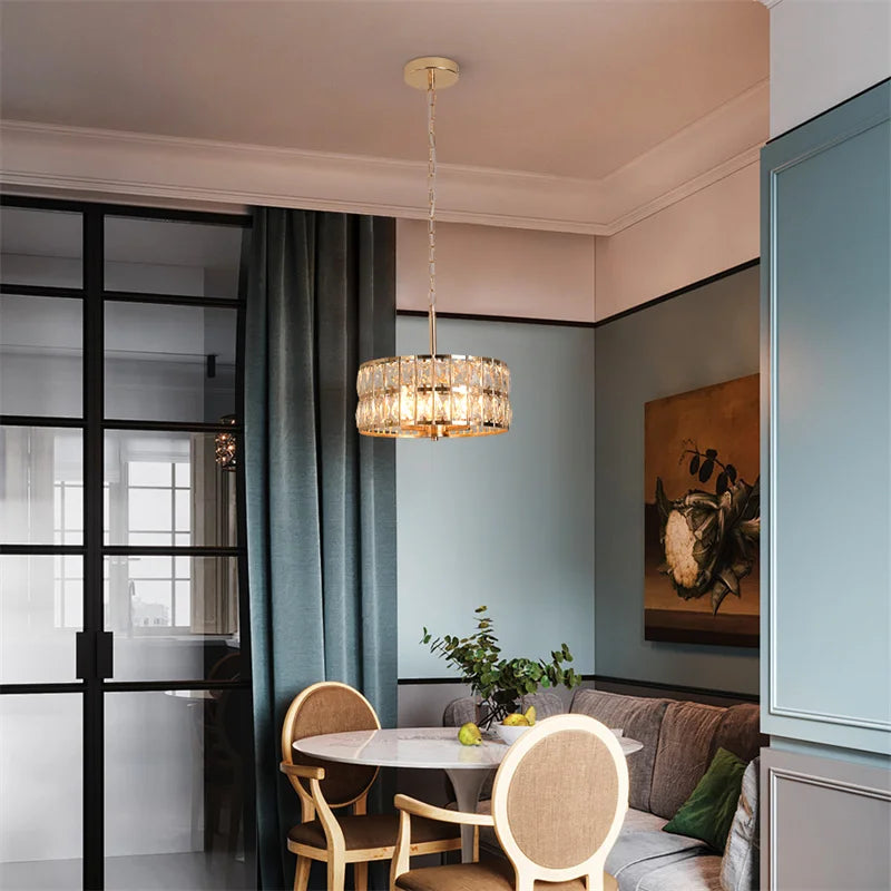 K9 Crystal Dining Table Pendant Lamp Bedroom Hanging Lamp Retro Luxury Style Suitable For Kitchen Plafon Ceiling Chandelier