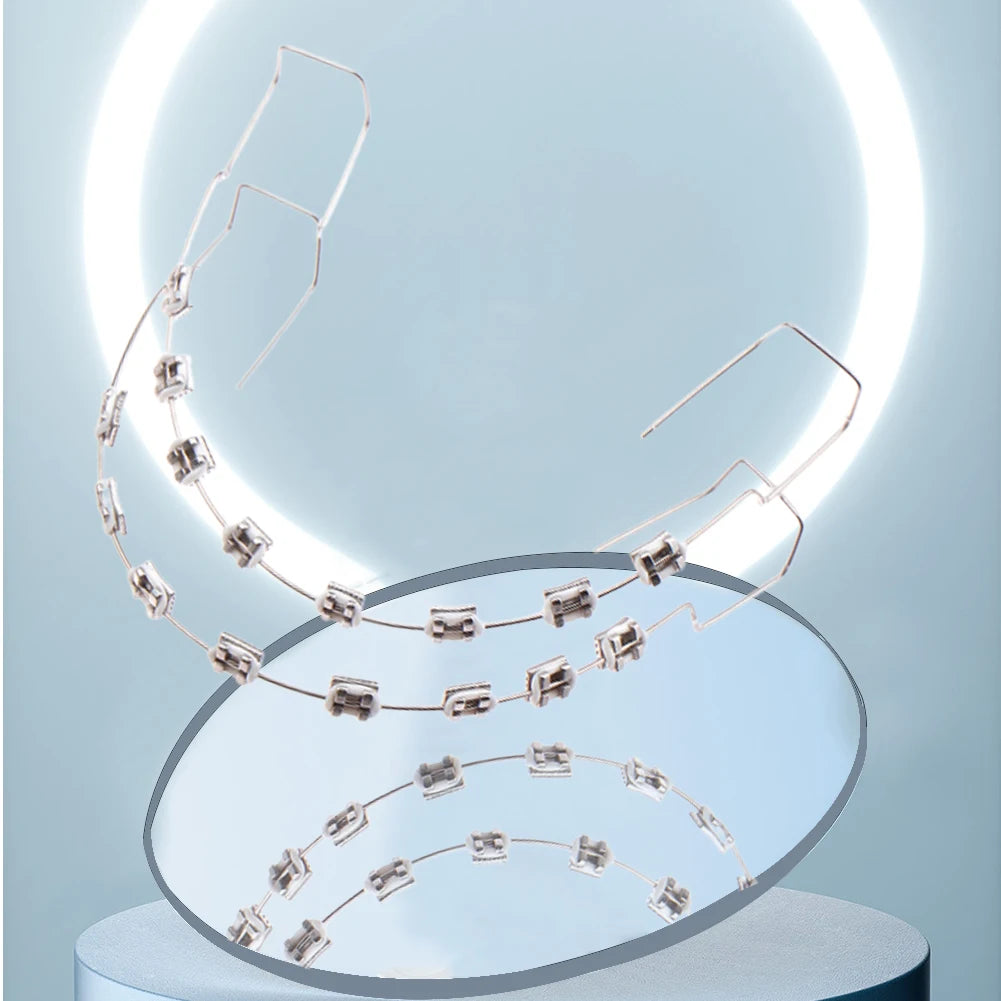 1 Pair Temporary Tooth Decoration Dental Fake Braces with Metal Wires & Bracket Dental Metal Bracket Dental Tool for Tooth Decor
