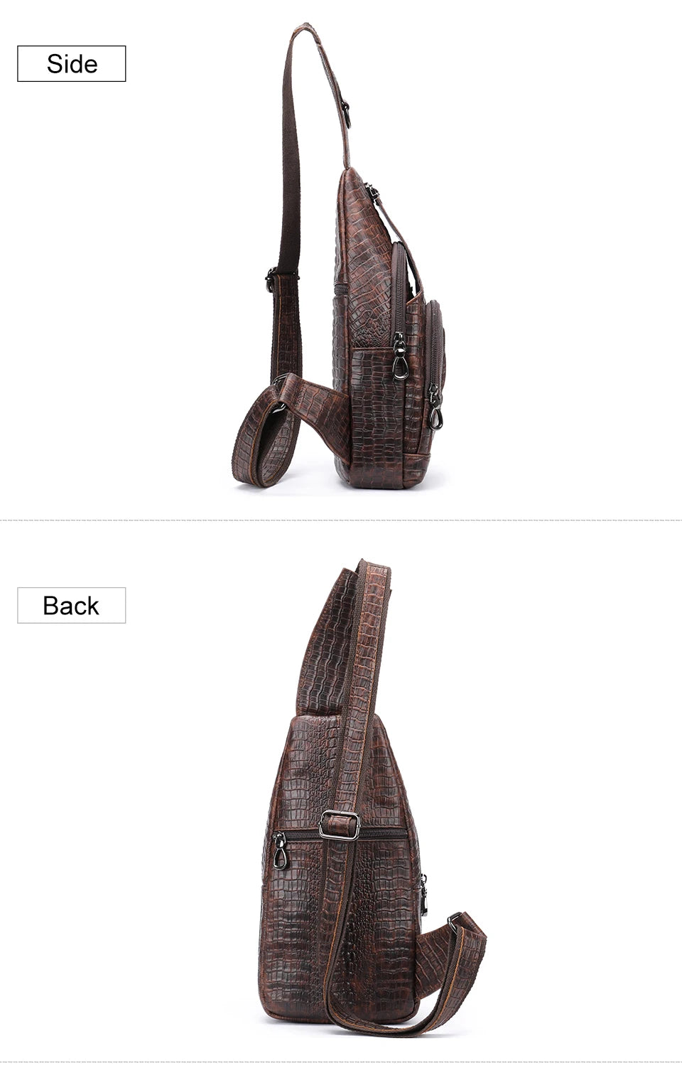 WESTAL Genuine Leather Sling Bag Anti-Thief Crossbody Personal Pocket Bag Chest Shoulder Bag for Travel Hiking Croco Design Bags