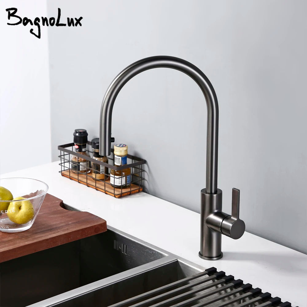 Single handle Pull Out Kitchen Faucet Brushed Gunmetal Matt Black Rotation Kitchen Hot and cold water Sink Taps Kitchen Faucet