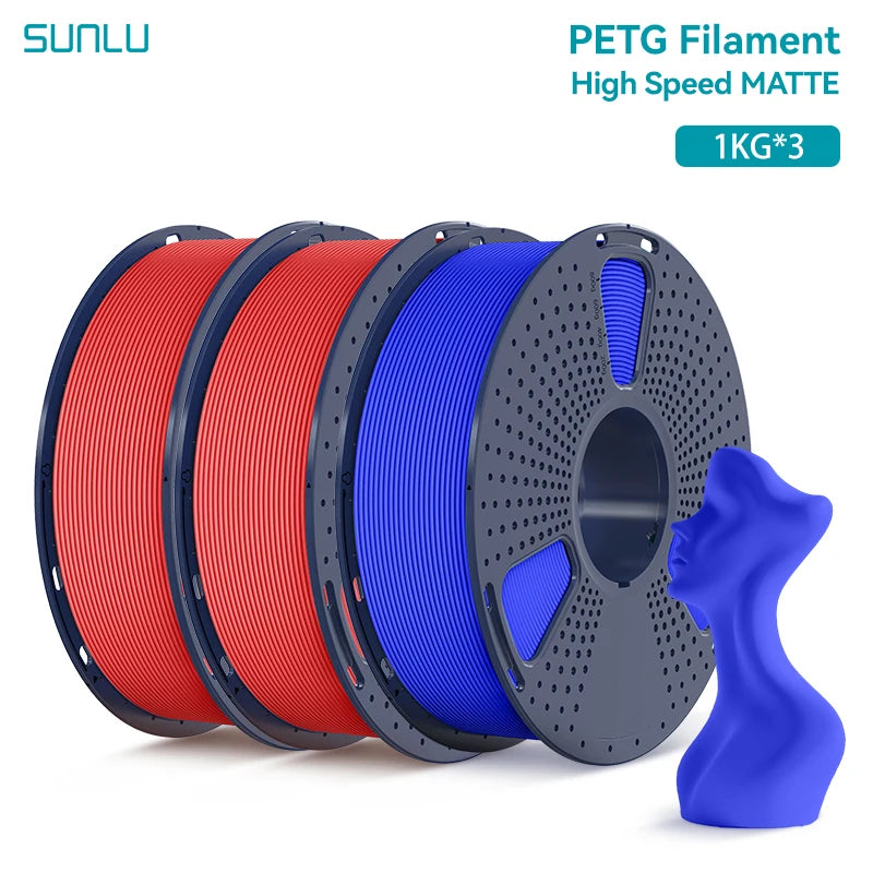 SUNLU 3KG High Speed Matte PETG Filament 1.75mm 1kg Spool (2.2lbs) High Speed Printing Filament Fit Most FDM Printer