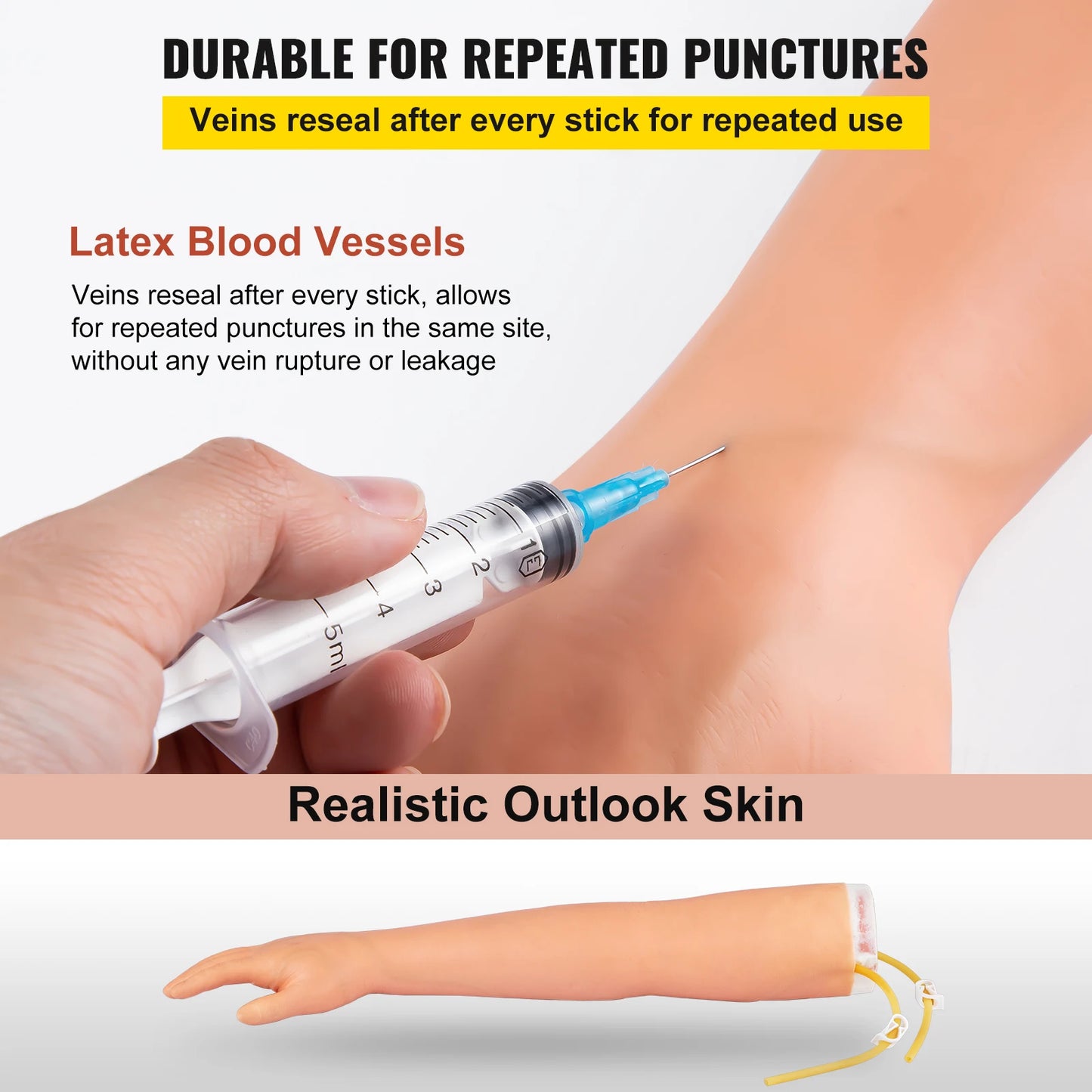 SucceBuy Phlebotomy Practice Kit IV Venipuncture Intravenous Training Simulation Arm Kit for Students Nurses and Professionals