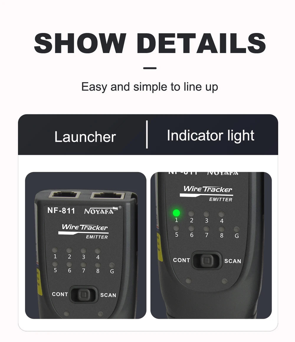NOYAFA NEW NF-811 Network Cable Tester RJ11 RJ45 Telephone Wire Tracker Toner Ethernet Cable Detector Line Continuity Test Tool