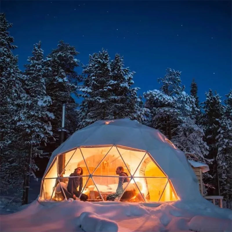 Luxury Geodesic Dome Tent for Glamping Outdoor Waterproof Insulated Camping Pod Hotel Bubble House with Clear Window