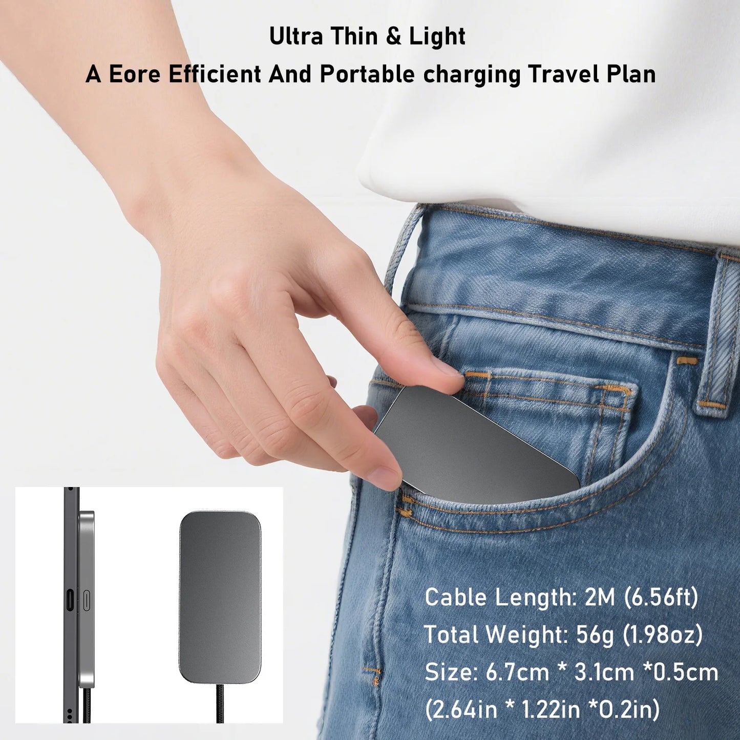 For iPad Pro Magnetic Wireless Charger Fast Charging Smart Connector Charger Charger-Fast Charging Pad W/ USB-C Cable