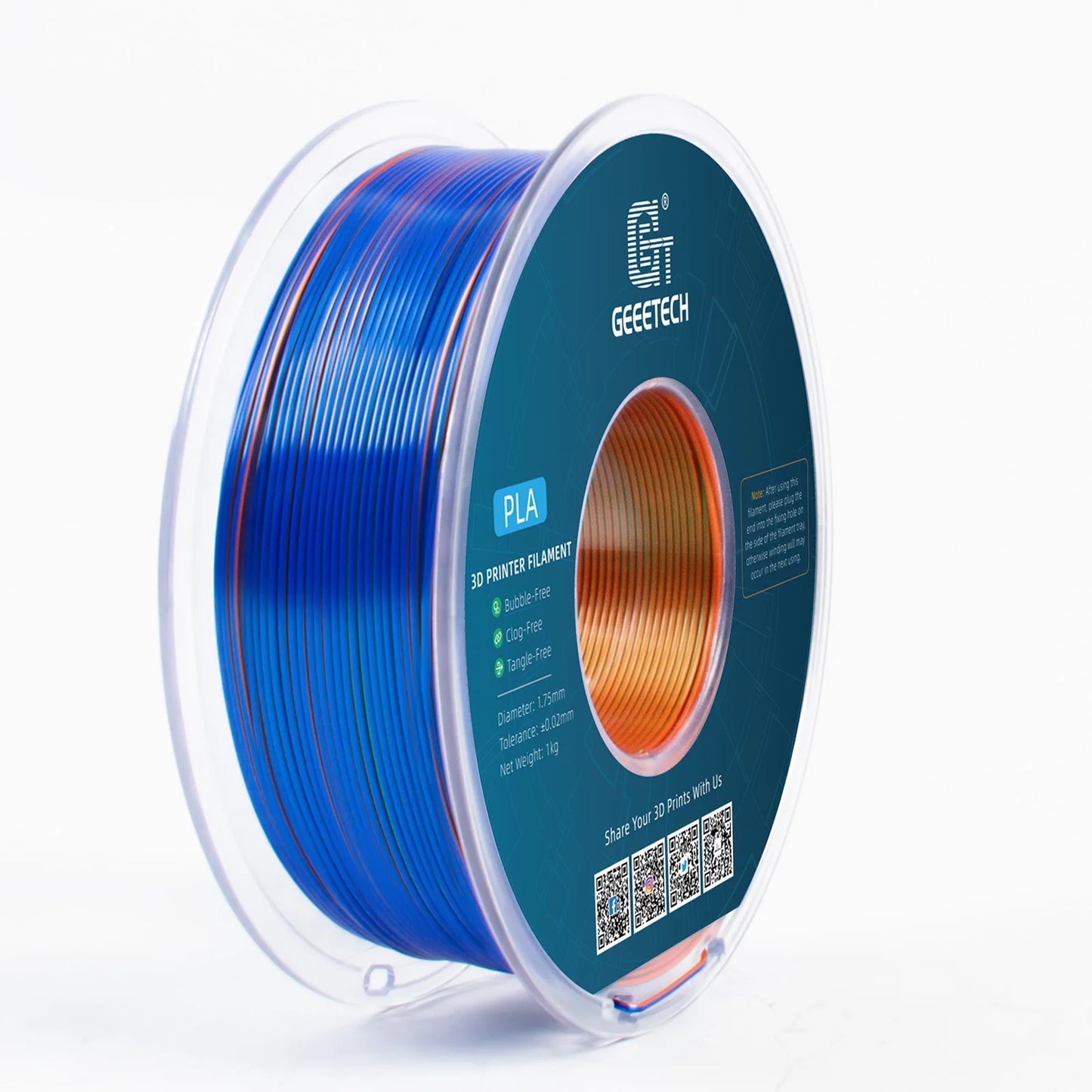 Geeetech 5Kg Three Tri Color Silk PLA Filament , 3D Filament 1,75 mm Spool Wire  (+/-0.03mm) Vacuum packaging, special color