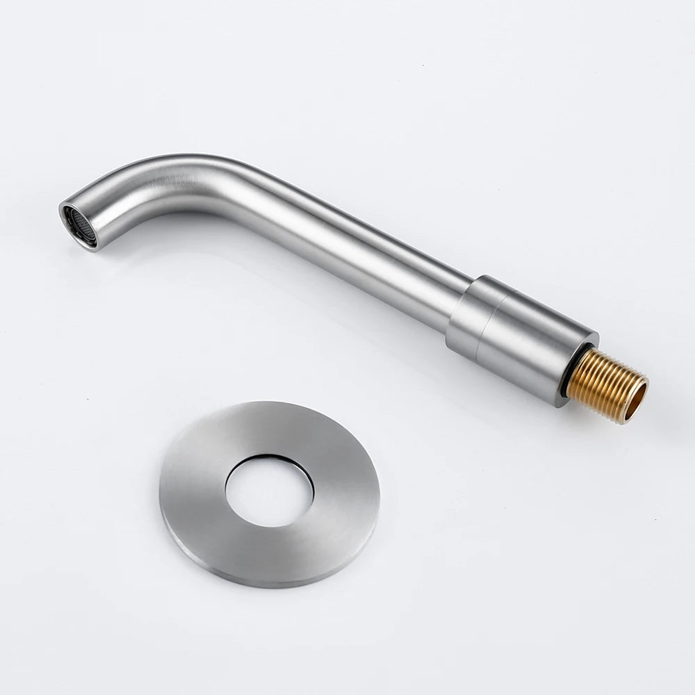 Bagnolux Ronda Stainless Steel Solid Brass Trim Taps 2 Hole Wall-Faucet Set Hot Anc Cold Water Bathroom Sink Mixer Small Tap