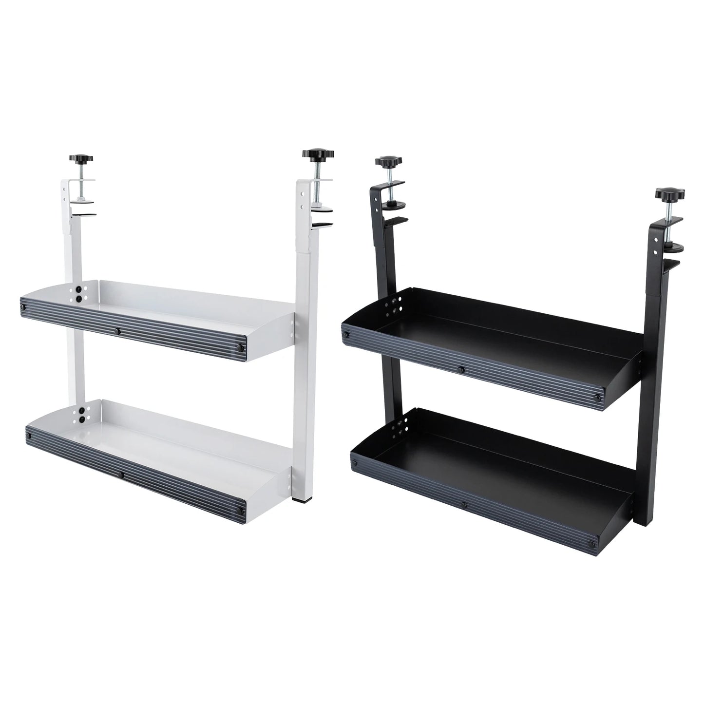 Adjustable 2-Tier Desk Shelf Clamp-On Storage Tray for Displaying Photos Decorations Clip-On Desk Organizer Shelf