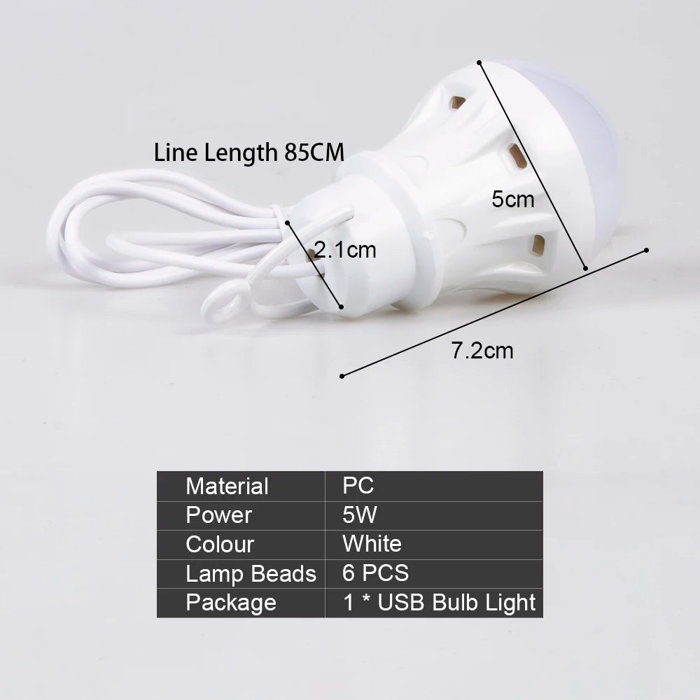 ZK50 LED Light Portable 5W Light Bulb Student Reading Learning Camping Outdoor Lighting Camping Light Mini USB Pendant Light