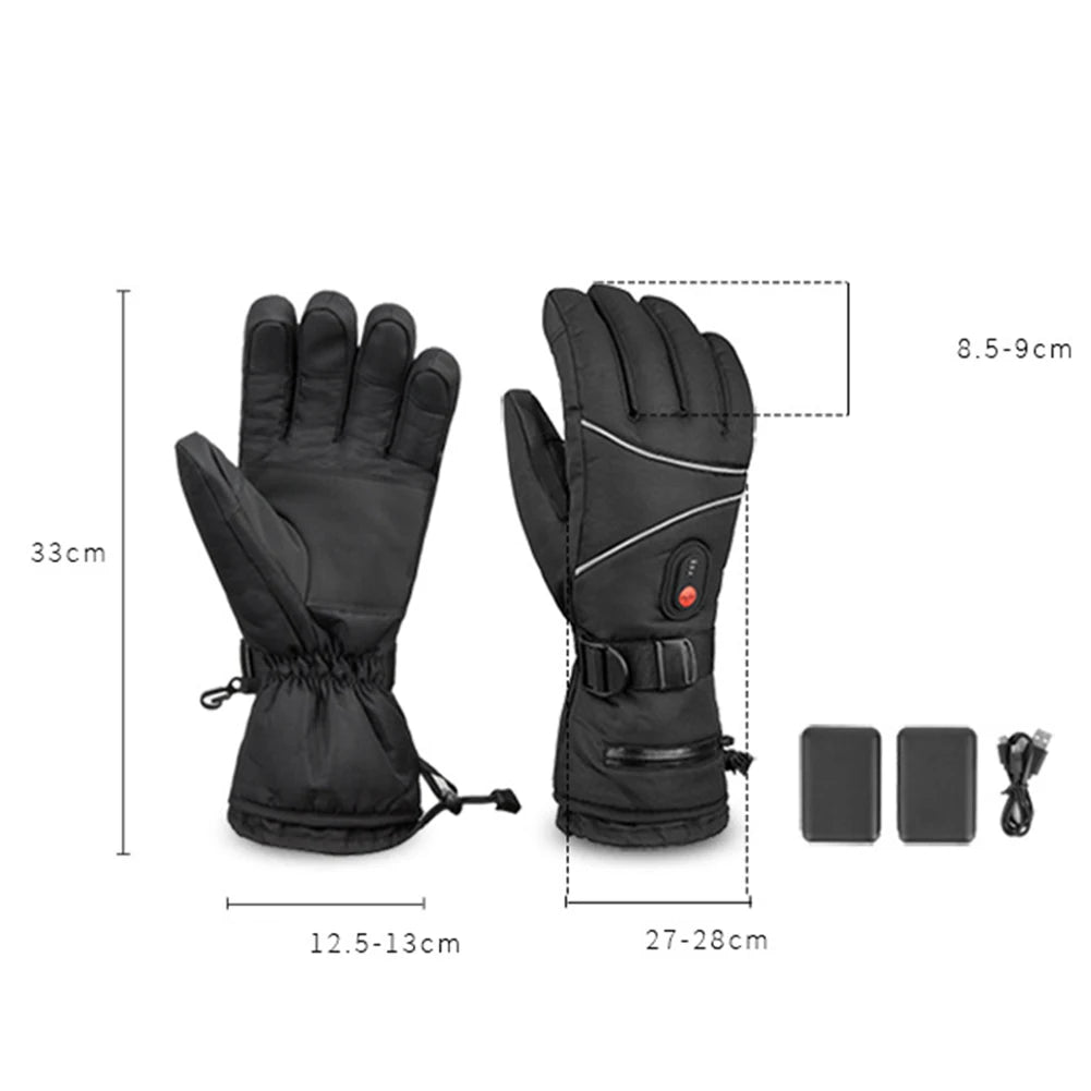 1 Pair Thermal Gloves Waterproof Electric Heating Gloves Touchscreen Men Women for Ski Cycling for Motorcycle for Sports Hiking
