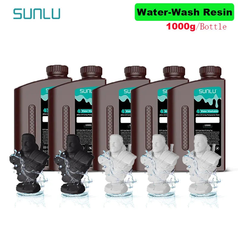 SUNLU 5KG Water Washable 3D Printer Resin 395-405nm 1kg 3D Resin Fast Curing 3D Resin for 2K 4K 8K LCD DLP SLA Resin 3D Printer