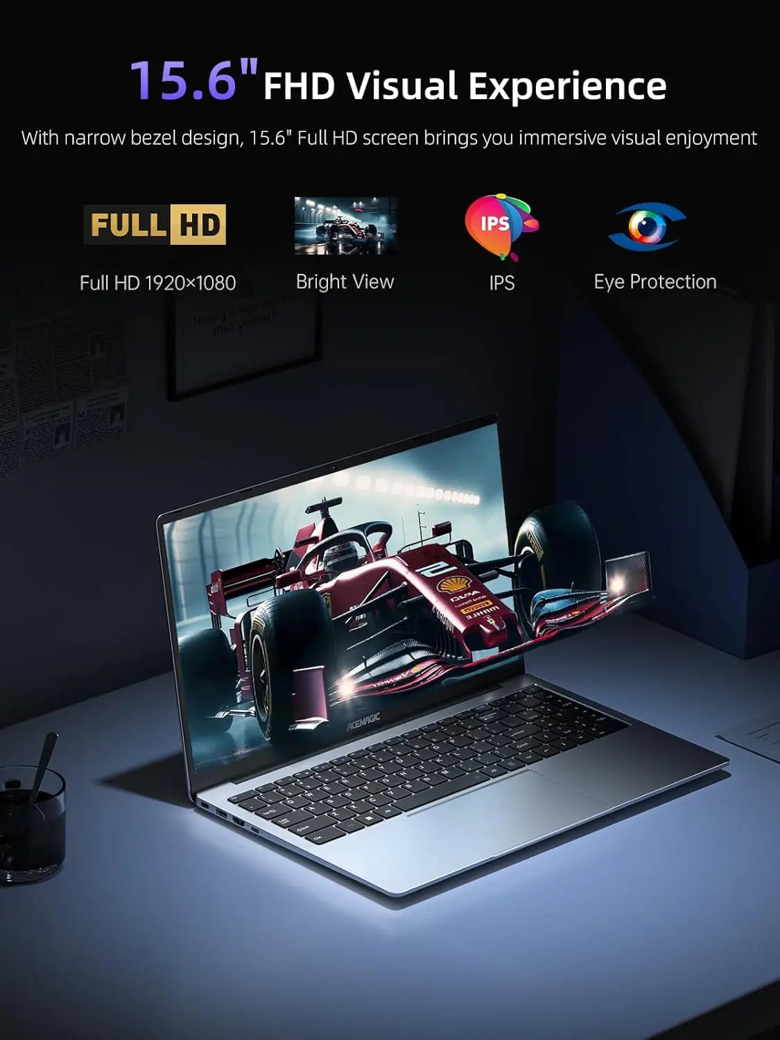ACEMAGIC Laptop Intel N97 Ultra Thin Office  RAM 16GB SSD 512GB Portable Laptop DDR4 1920 * 1080 HD Display 60HZ