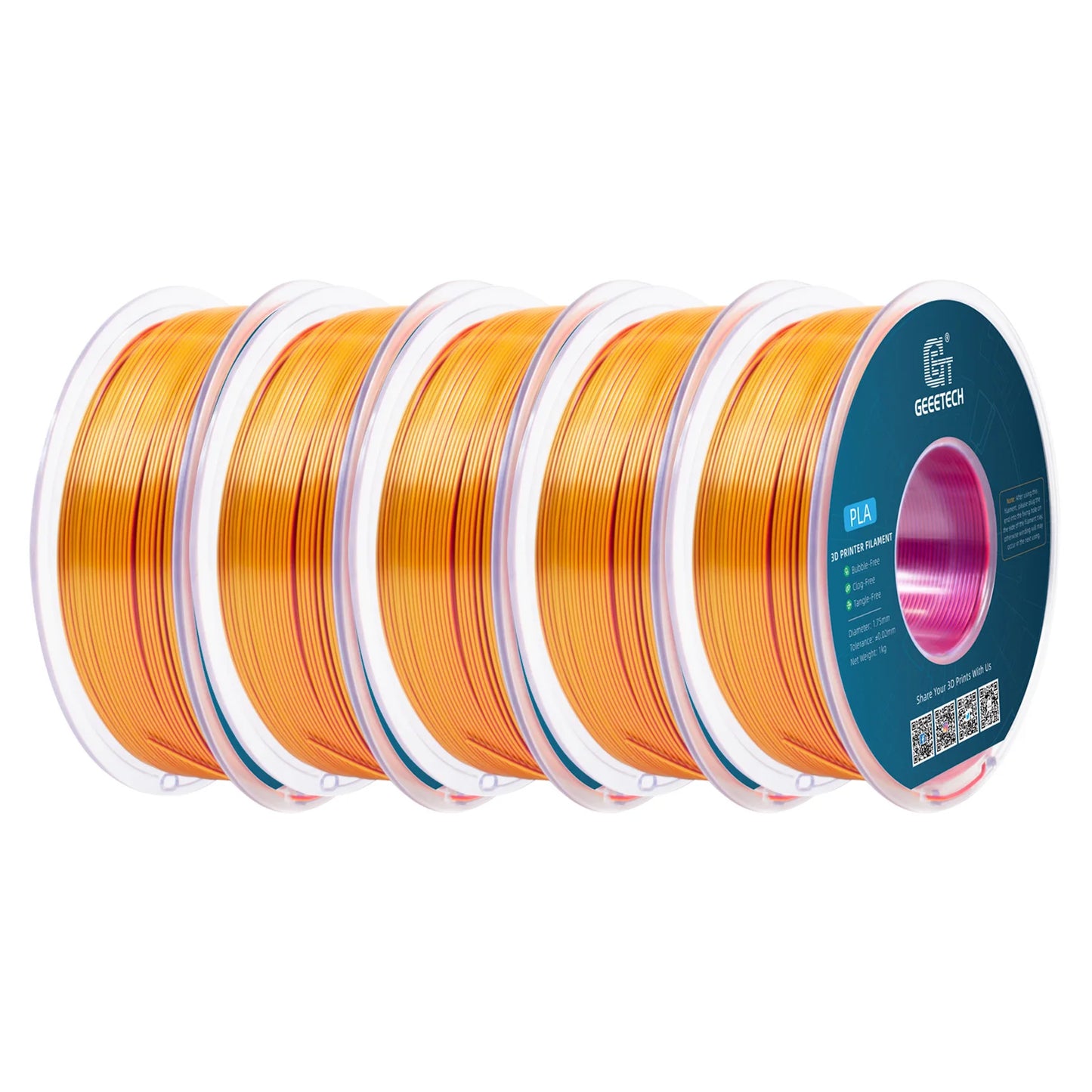 Geeetech 5Kg Three Tri Color Silk PLA Filament , 3D Filament 1,75 mm Spool Wire  (+/-0.03mm) Vacuum packaging, special color