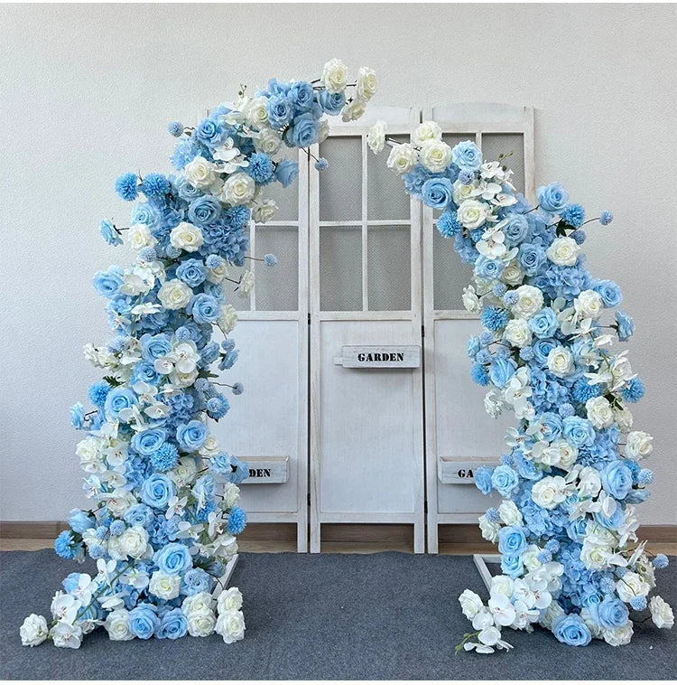 Trumpet Arch Artificial Flower Arrangement, Moon Shape, Wedding Background Props, Party Decoration, Luxury