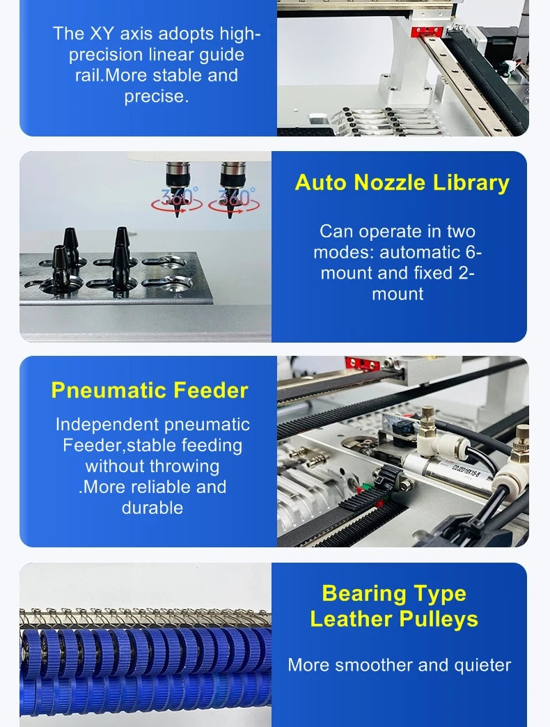 Q2S Dual 6 Heads 54 Bits Full Vision Desktop Automatic SMT Pick and Place Machine Chip Mounter