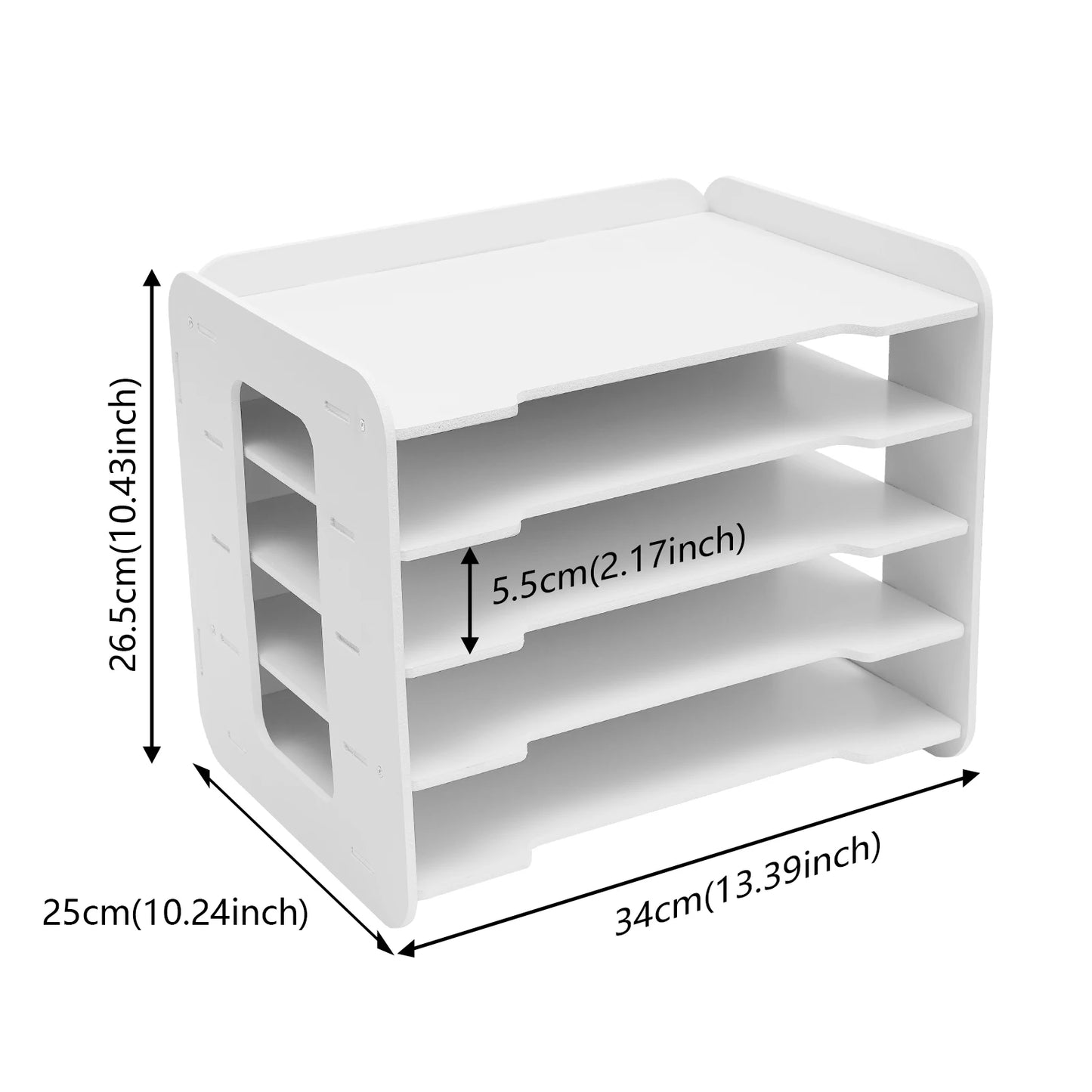 Letter Tray Organizer with Handle 5 Trays A4 Paper Folder Paper Sorter Desk Organizer File Folder for Office Home School