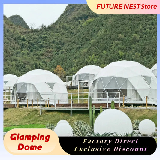 Luxury Geodesic Dome Tent for Glamping Outdoor Waterproof Insulated Camping Pod Hotel Bubble House with Clear Window