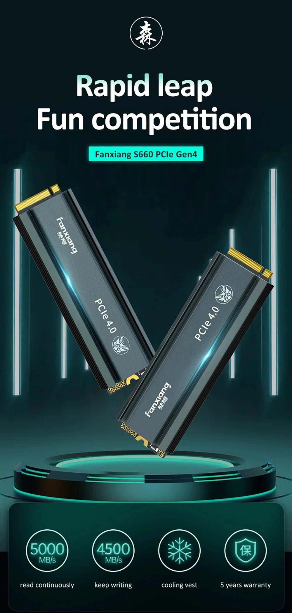 Fanxiang S660 M.2 SSD 500GB 1TB 2TB 5000MB/s M.2 NVMe PCIe4.0x4 SSD Internal Solid State Drive For PS5/PlayStation5 Desktop Pc