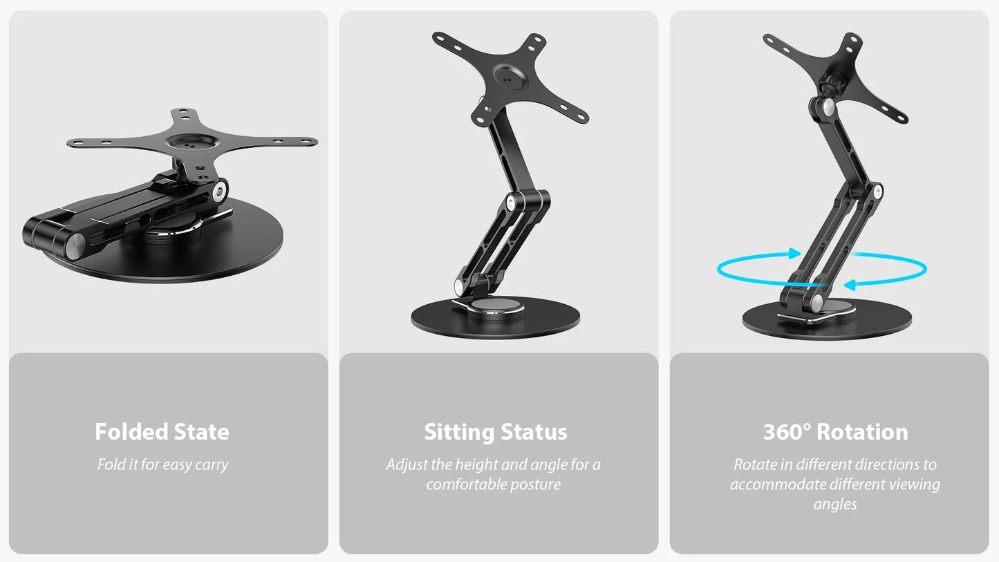 UPERFECT VESA Monitor Desk Mount Single Monitor Stands Freestanding Fits 12'' to 22'' Computer Screen with Height Adjustable