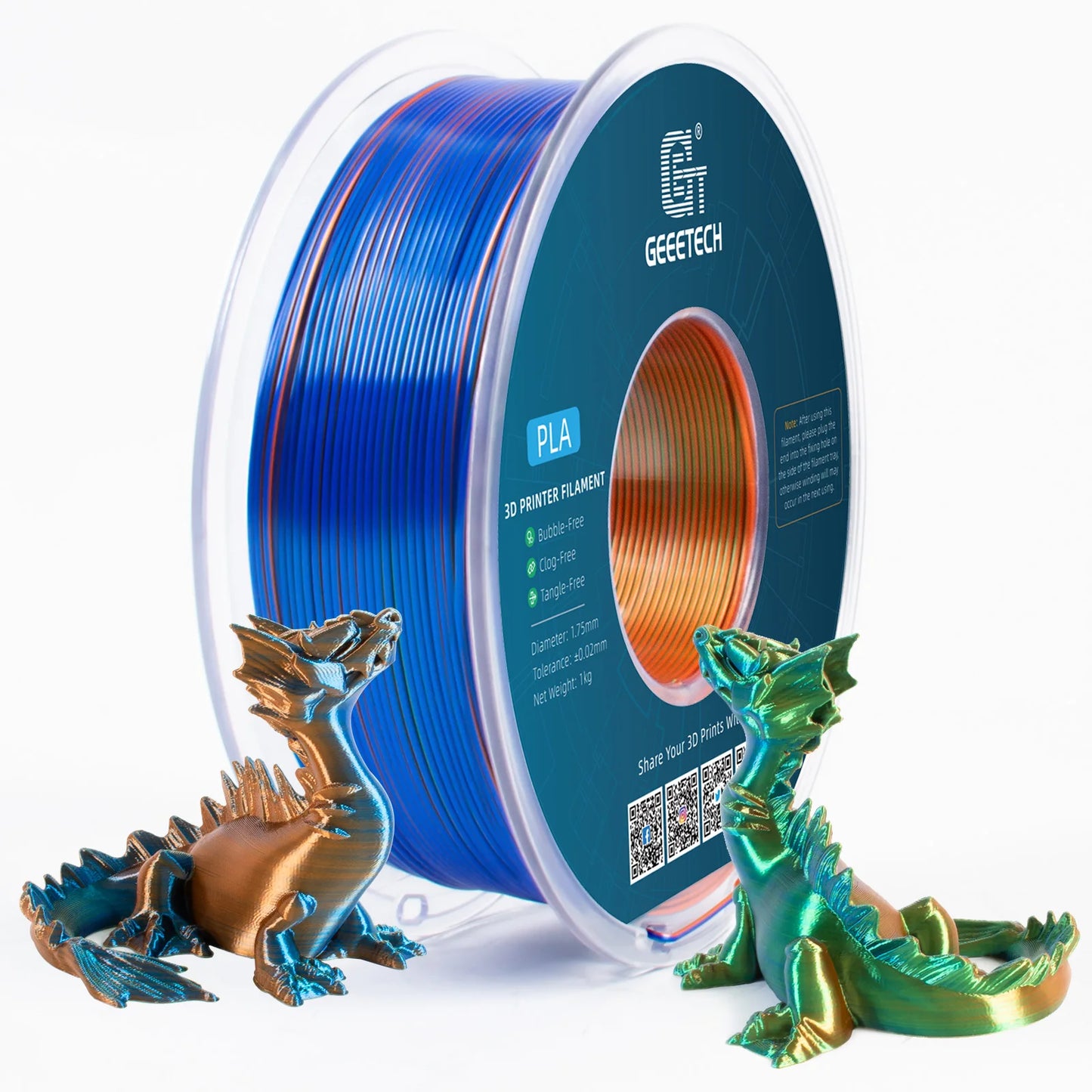 Geeetech 5Kg Three Tri Color Silk PLA Filament , 3D Filament 1,75 mm Spool Wire  (+/-0.03mm) Vacuum packaging, special color