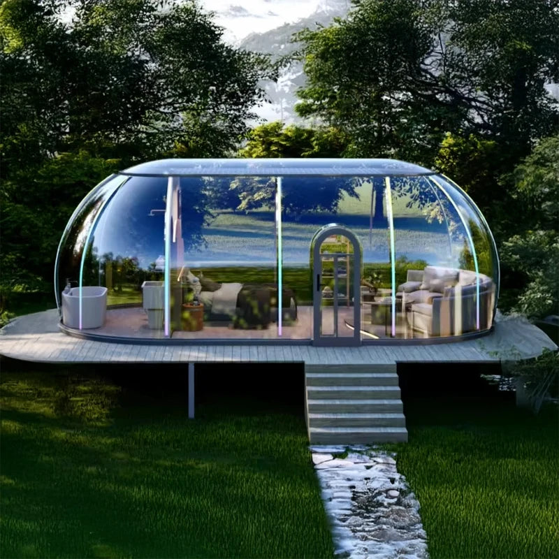 5.9m Outdoor Dome Tent Camping Transparent Starry Sky Capsule Tent PC Dome Tent All-Weather Protection Immersive Experience