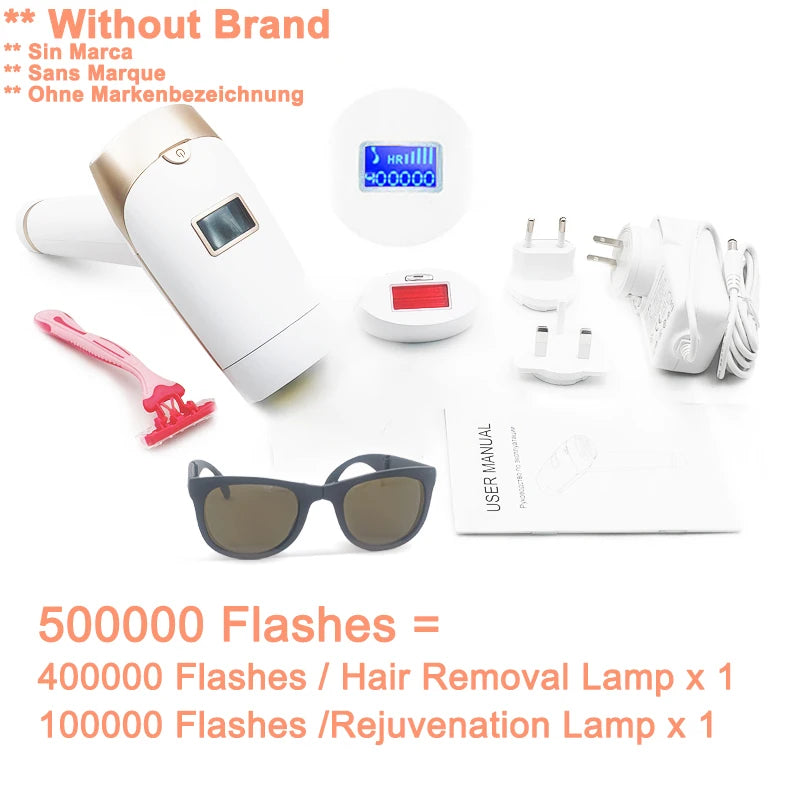 Lescolton IPL hair removal epilator with HR and RA modes, depilatory device for effective hair removal, includes safety goggles.