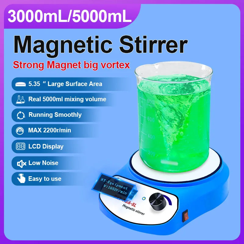 DXY 3000ml 5000ml Mini Magnetic Stirrer Digital Display Liquid Mixer Vortex Equipment With two Stir Bar
