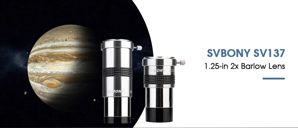 Svbony  Telescope 1.25'' 2x Barlow Lens Metal Body Fully Multi-coated Internal Brass Ring SV137