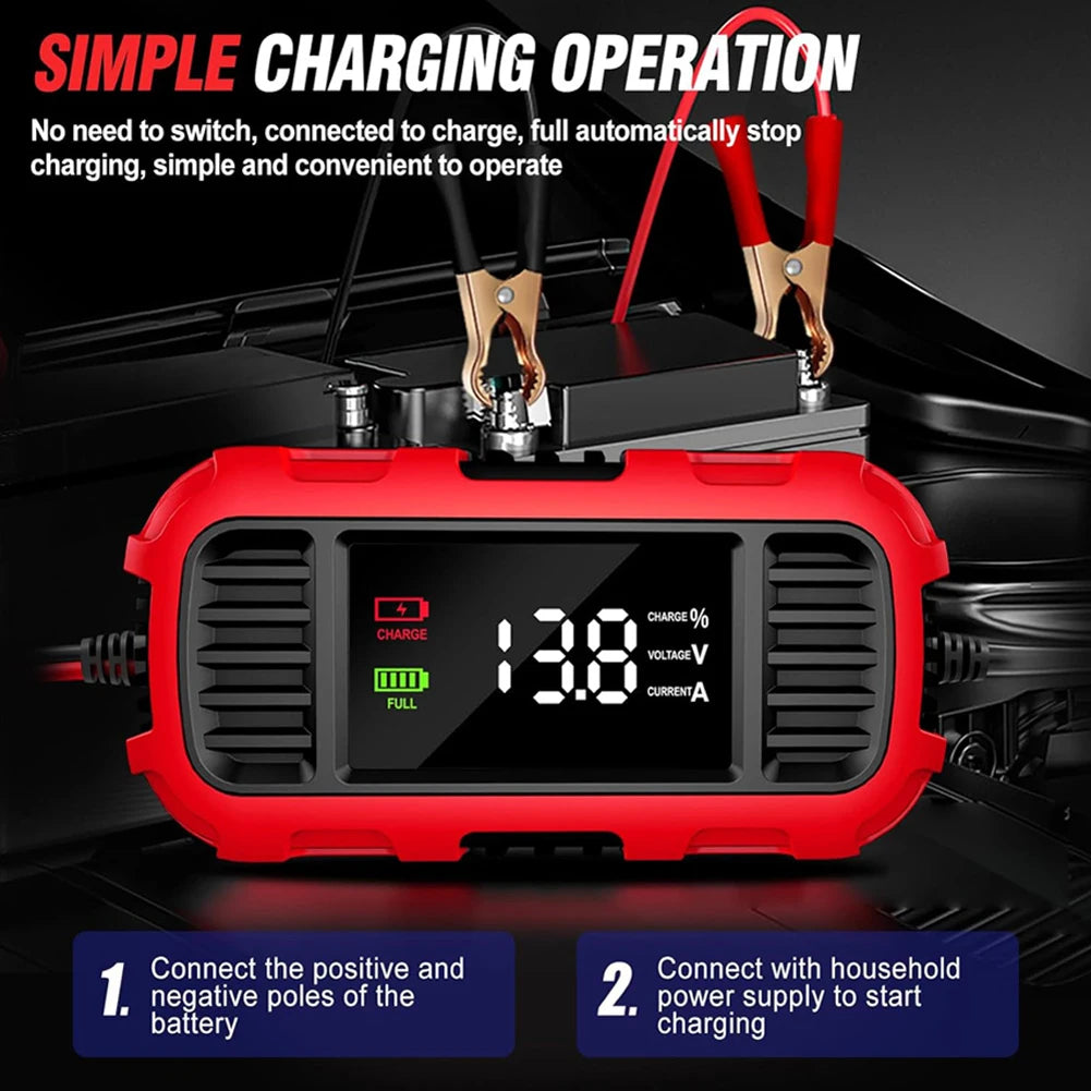 12V 2A Motorcycle Battery Charger Smart Battery Charging Tool Car Motorcycle Lead Acid Battery Charger for Car Truck Battery