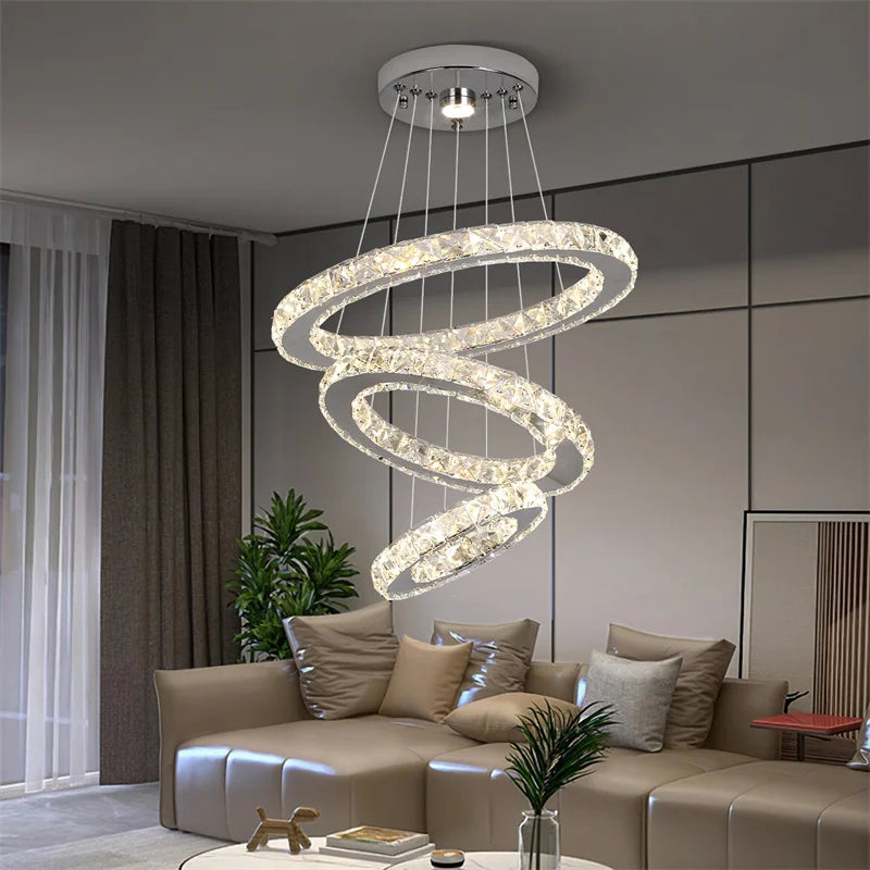 Modern Crystal Chandeliers Ring-Shaped Pendant Lights Living Room And Kitchen Decoration Led Ceiling Lamps Hanging Luminaire
