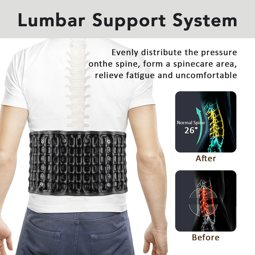 Inflatable Lumbar Waist Belt Air Decompression Back Support Health Care Spine Traction Back Massage Brace Hand Pumb Waist Strap