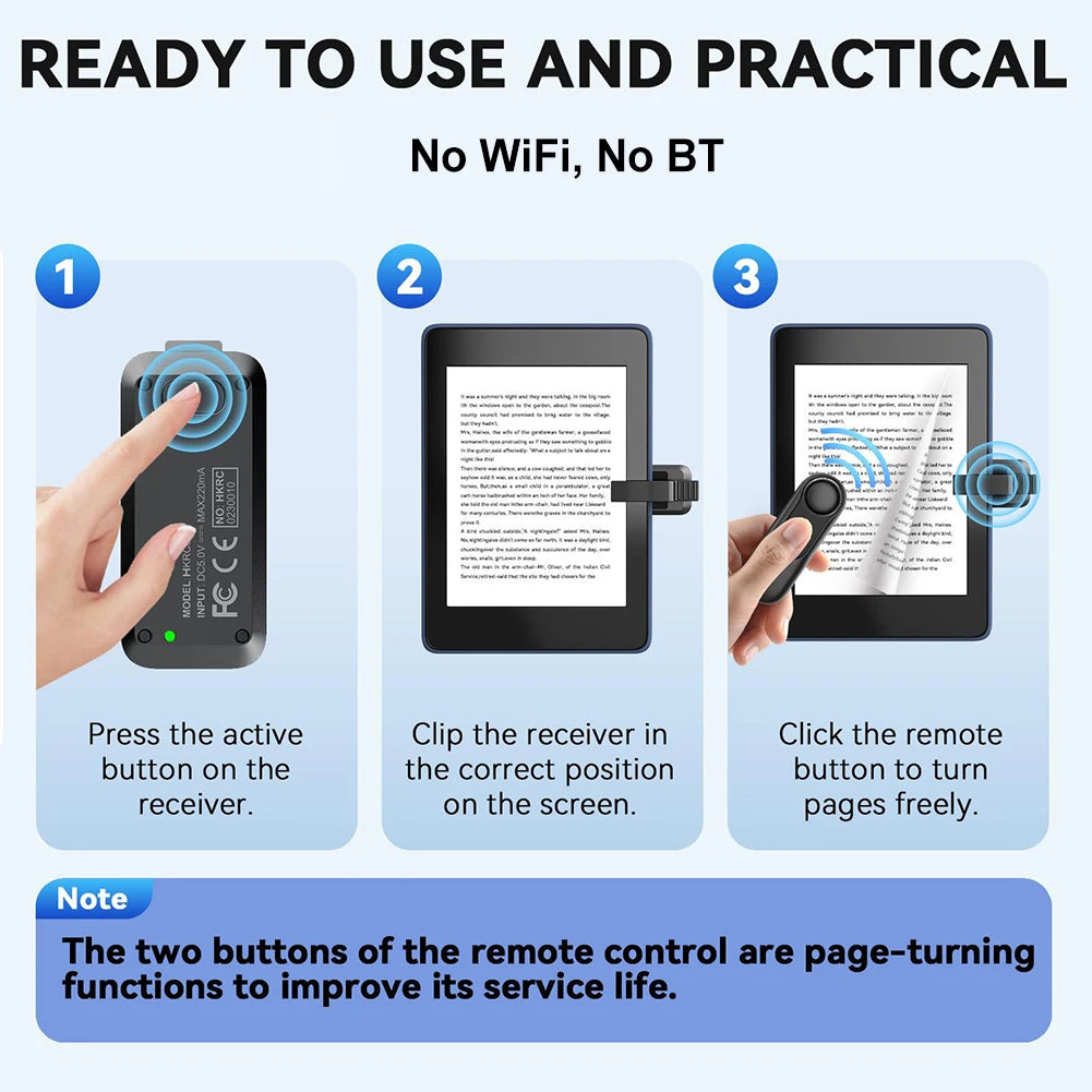 For Kindle Paperwhite Oasis Kobo EReaders RF Remote Control Page Turner Taking Photo Camera Video Recording Remote Trigger