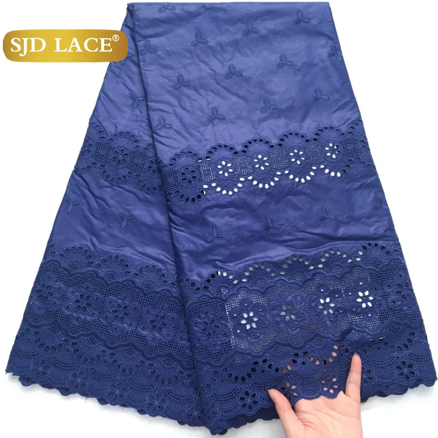 SJD LACE Swiss Voile Lace Fabrics Dubai African Cotton 5 Yards 2026 Latest African Nigerian Cotton Lace for Dresses Sew 4662