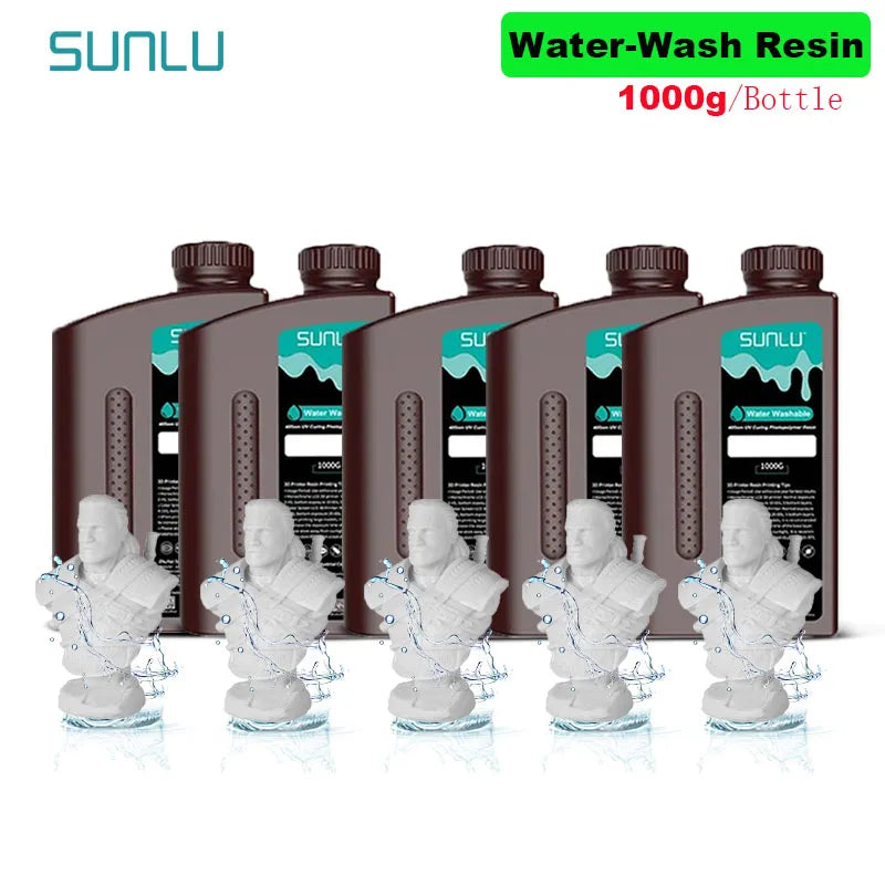 SUNLU 5KG Water Washable 3D Printer Resin 395-405nm 1kg 3D Resin Fast Curing 3D Resin for 2K 4K 8K LCD DLP SLA Resin 3D Printer