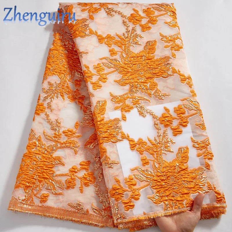 French Organza Brocade Lace Fabric 2025 High Quality Gilding Luxury Nigerian Lace Fabric Elegant Party Dress for Women A2579