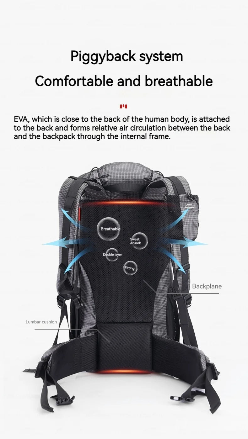 Naturehike Rock Series Camping Backpack 60 + 5L Large Capacity Travel Outdoor Bags 40 + 5L Ultralight Waterproof Hiking Backpack