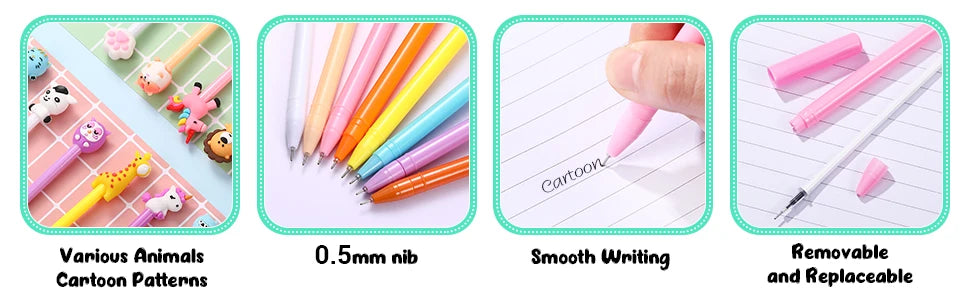 50 Pcs Mixed Gel Ink Pens Black Ink Cool Pens Cute Bulk Assorted Style Novelty Office Supplies Stationery Back to School Season