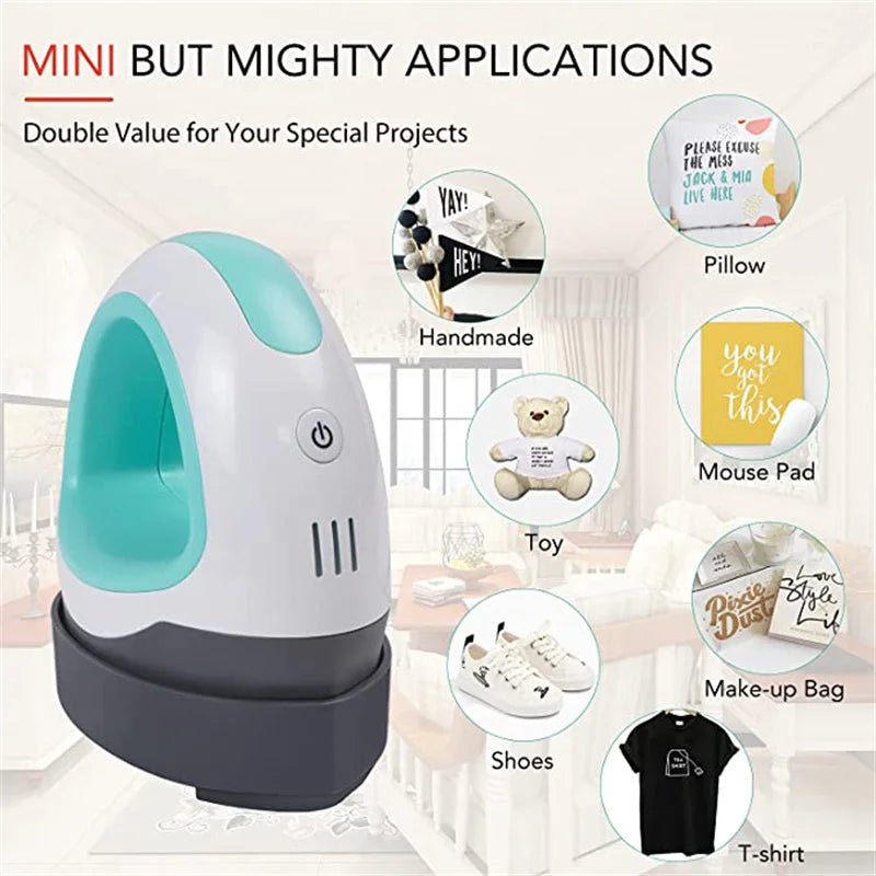 HTVRONT Portable MINI Heat Press Machine DIY Auto Easy Heating Transfer Iron On HTV for Clothes Bags Shoes Hat T-shirts Printing