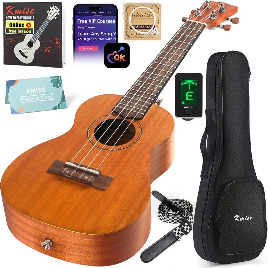 Professional 23inch Concert Mahogany Ukulele for Adult Beginners with Free Online Lessons Complete Starter Kit Including Gig Ba
