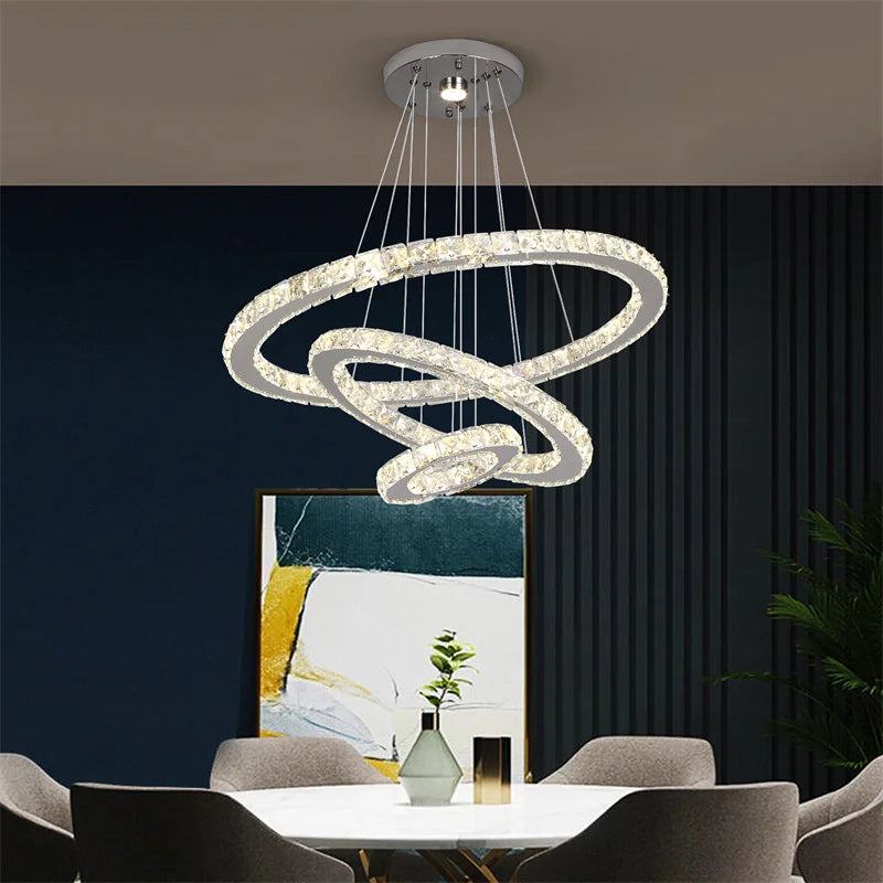 Modern Crystal Chandeliers Ring-Shaped Pendant Lights Living Room And Kitchen Decoration Led Ceiling Lamps Hanging Luminaire