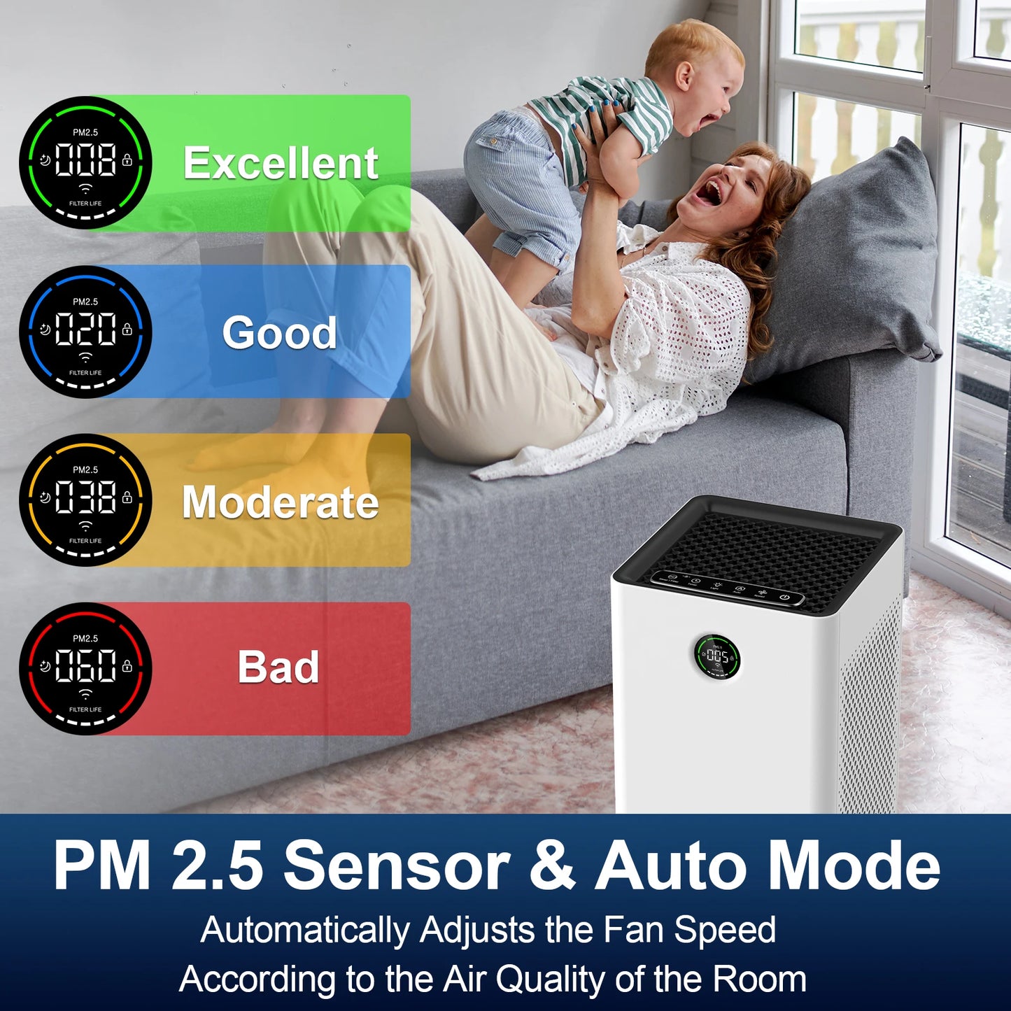 Jafända Air Purifiers for Home Large Room, Smart WiFi and Alexa Control, True HEPA Filter Air Cleaner with Activated Carbon