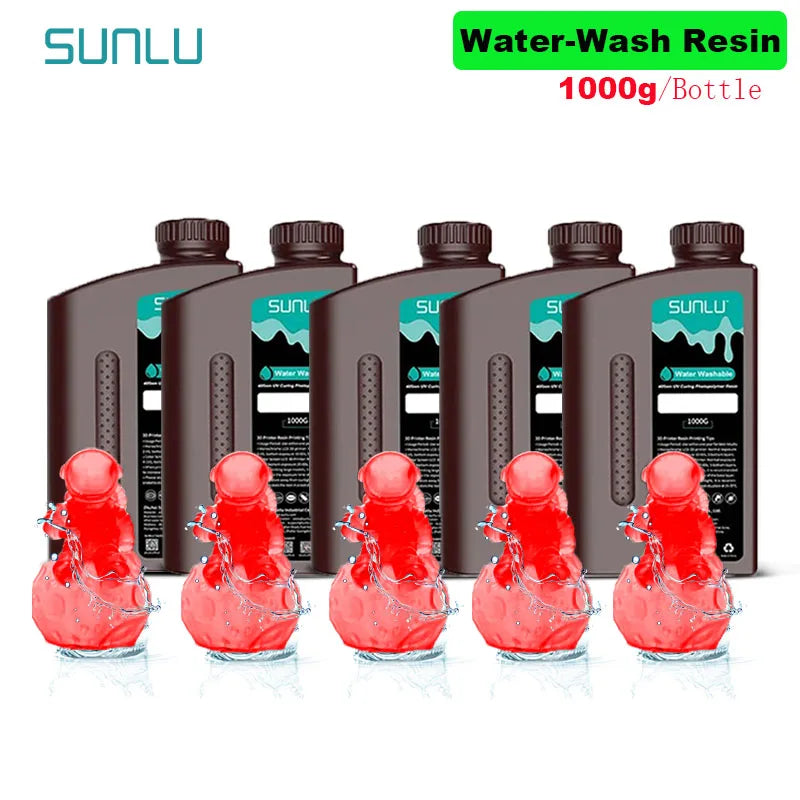 SUNLU 5KG Water Washable 3D Printer Resin 395-405nm 1kg 3D Resin Fast Curing 3D Resin for 2K 4K 8K LCD DLP SLA Resin 3D Printer