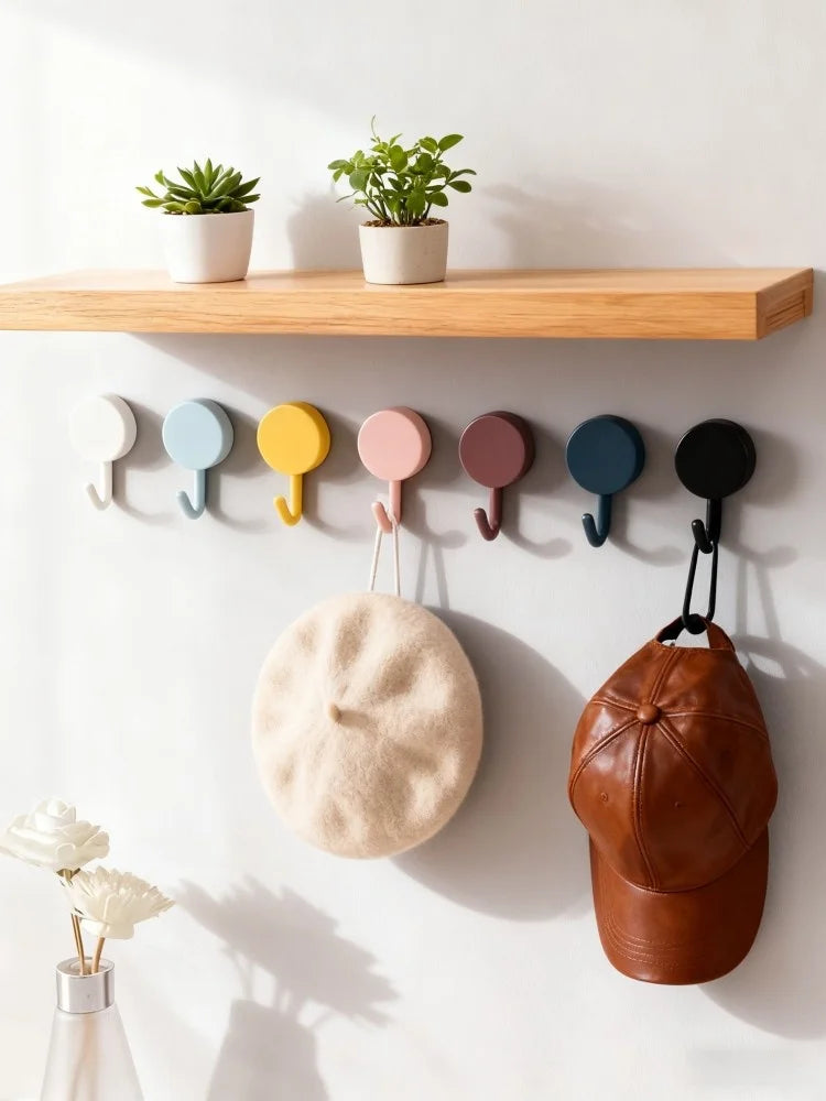10Pcs Macaron Adhesive Hooks - Colorful Heavy Duty Removable, No Drill Wall Hooks for Kitchen Bathroom Door Hanging Storage