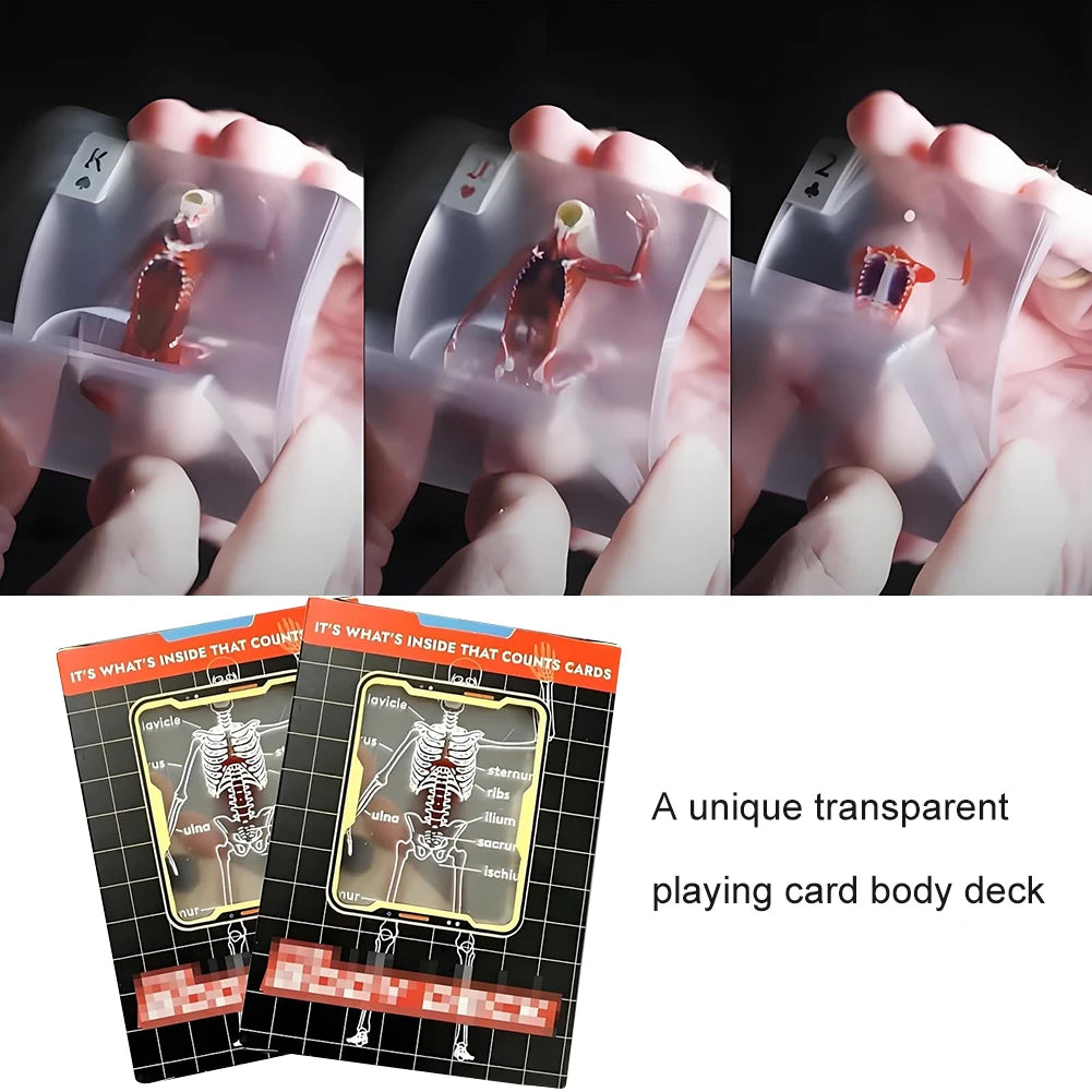 Funny Anatomy Poker Reusable Body Transparent Playing Cards Multi-Purpose Human Anatomy Playing Cards for Friend Gifts
