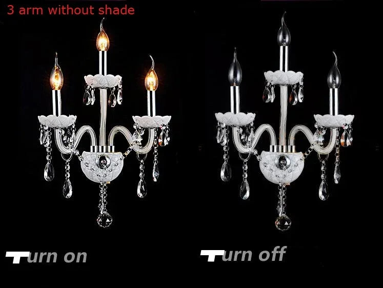K9 top white Crystal Wall Lamp Candle Led E14 Bulbs double head Led E14 Bulbs white 1/2/3 arms with/without Fabric Lampshade