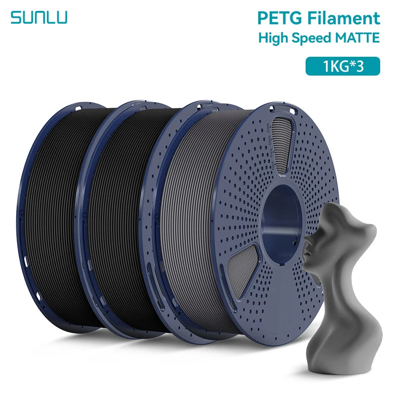 SUNLU 3KG High Speed Matte PETG Filament 1.75mm 1kg Spool (2.2lbs) High Speed Printing Filament Fit Most FDM Printer